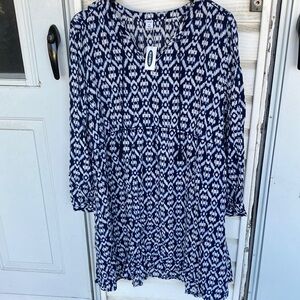 Old Navy Blue and White Long Sleeve Sundress